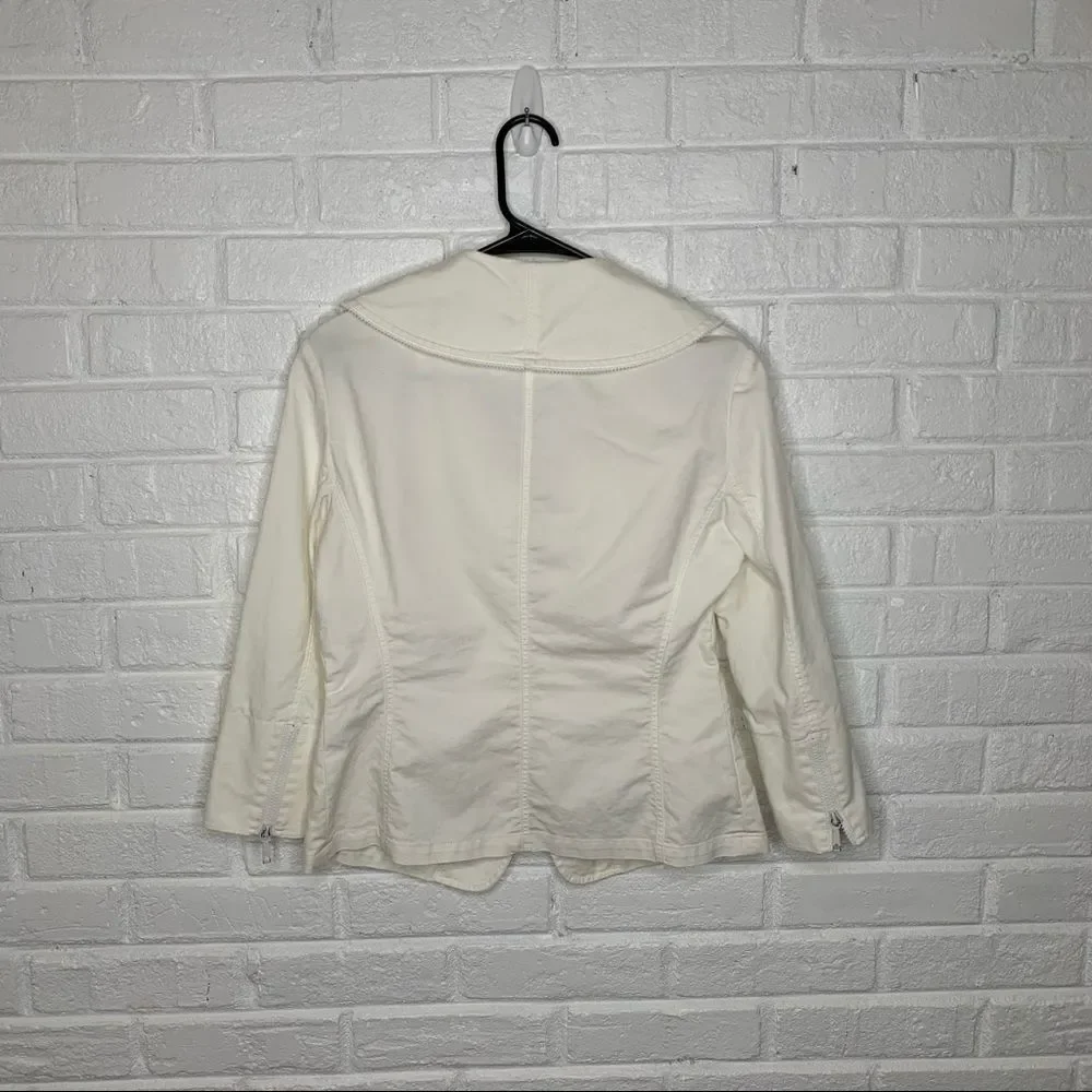 Lafayette 148 Hillary jacket white‎ ruffled zip 4